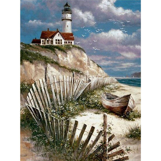 Seascape Lighthouse Scenery | Full Round Diamond Painting Kits