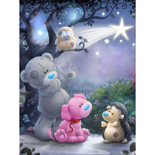 Ours en peluche | Kits complets de peinture au diamant rond 