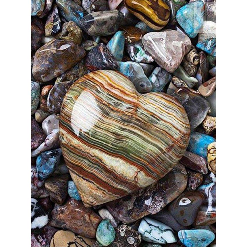 Heart Shaped Stone  | Full Round Diamond Painting Kits