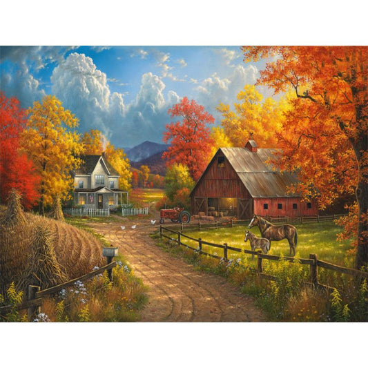 Le magnifique paysage d'arbres | Kits complets de peinture au diamant rond