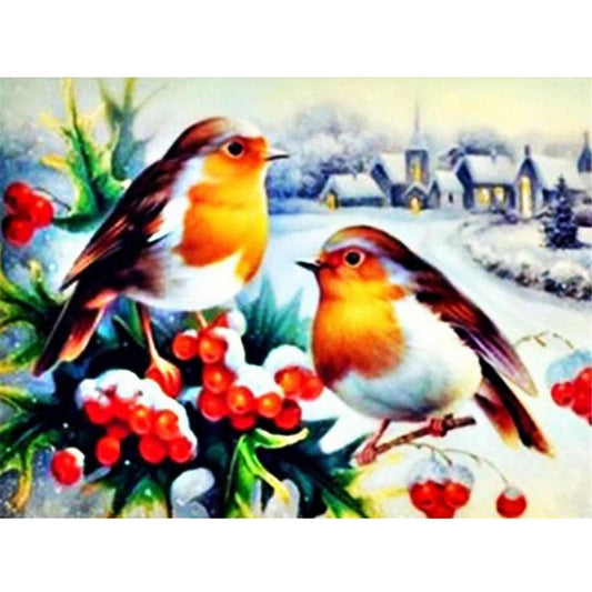 Les oiseaux des neiges | Kits complets de peinture au diamant rond 