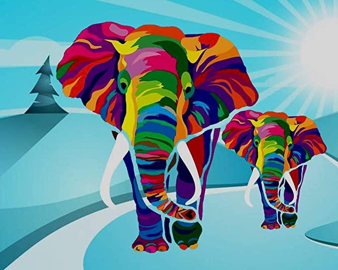 Cartoon Elephant  | Full Round Diamond Painting Kits