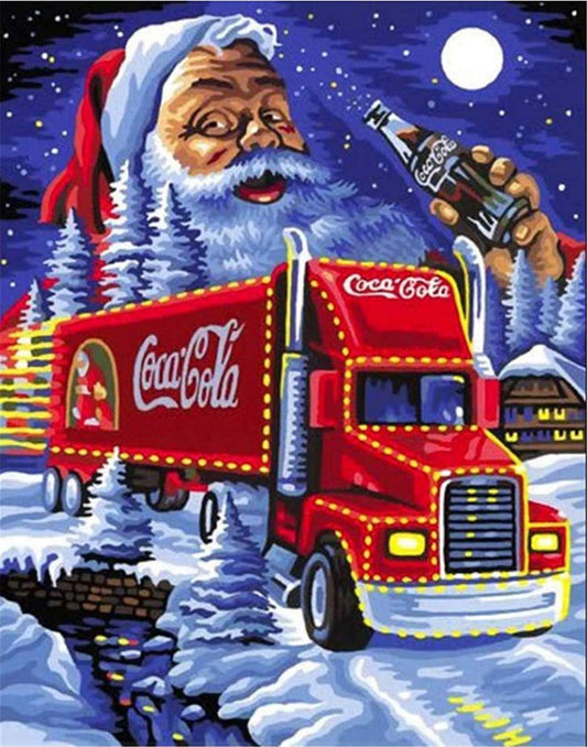 Camion de Noël | Kits complets de peinture au diamant rond 