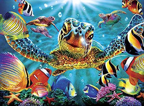 Tortue de mer | Kits complets de peinture au diamant rond