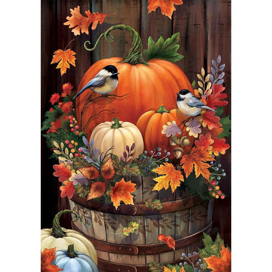 Pumpkin And Bird | Full Round Diamond Painting Kits