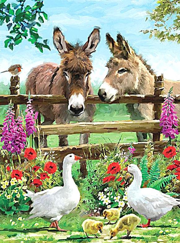 Donkey And Duck | Full Round Diamond Painting Kits