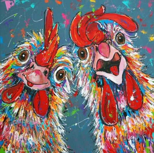 Poulet coloré | Kits complets de peinture au diamant rond