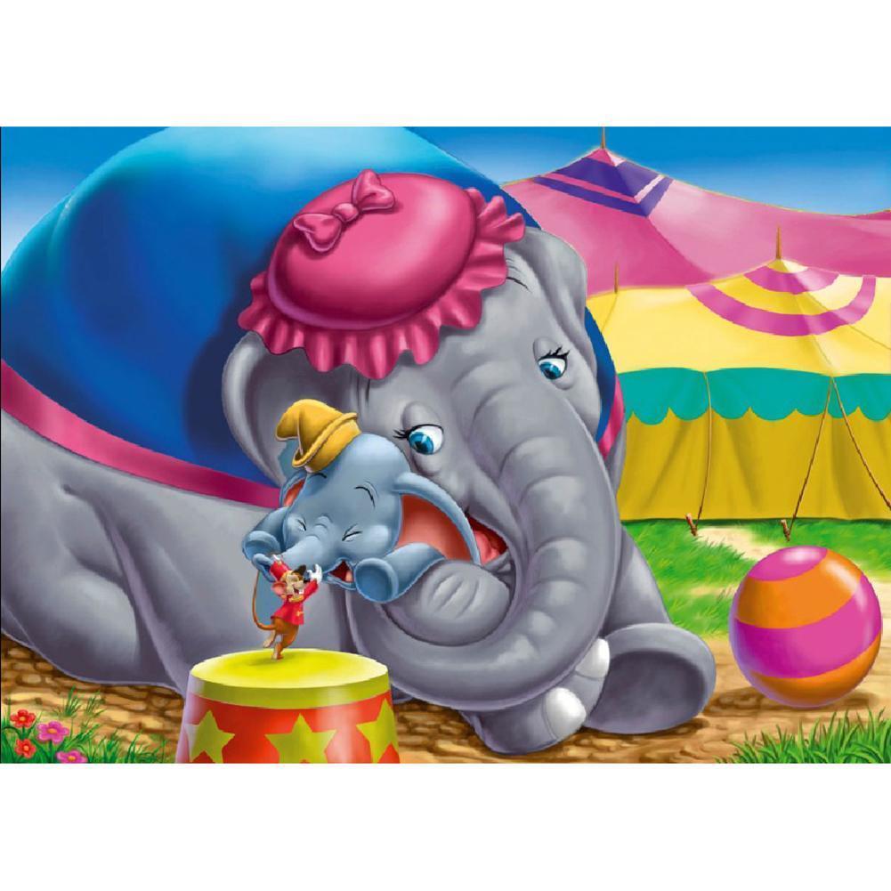 Éléphant | Kits complets de peinture au diamant rond 