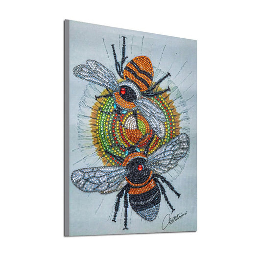 Deux petites abeilles | Forme spéciale | Kits de peinture diamant strass cristal 