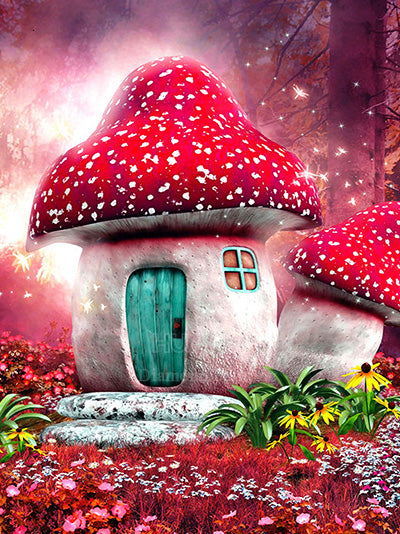 The Mushroom House | Full Round Diamond Painting Kits