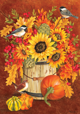 Birds And Pumpkins | Full Round Diamond Painting Kits