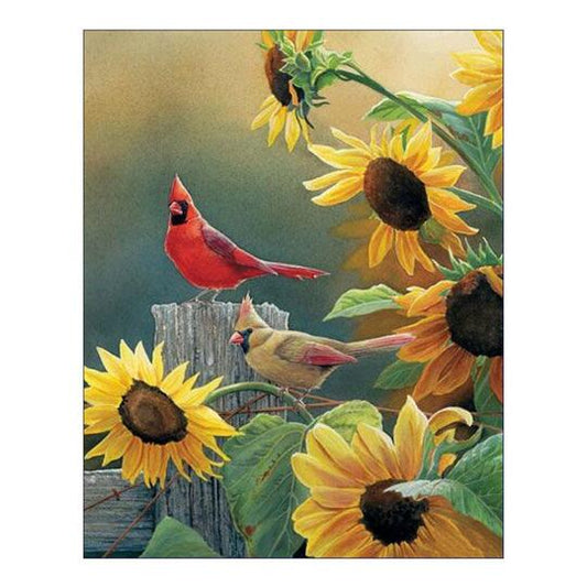 Oiseau et fleur | Kits complets de peinture au diamant rond 