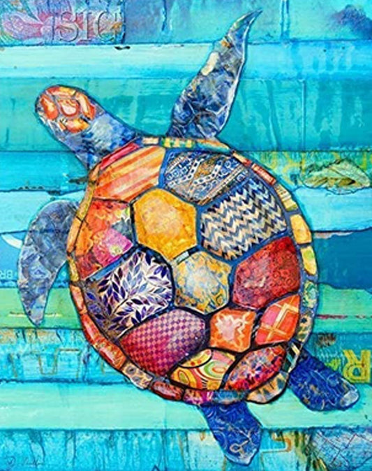 Tortue de mer | Kits complets de peinture au diamant rond 