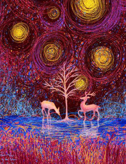 Abstract Deer | Full Round Diamond Painting Kits