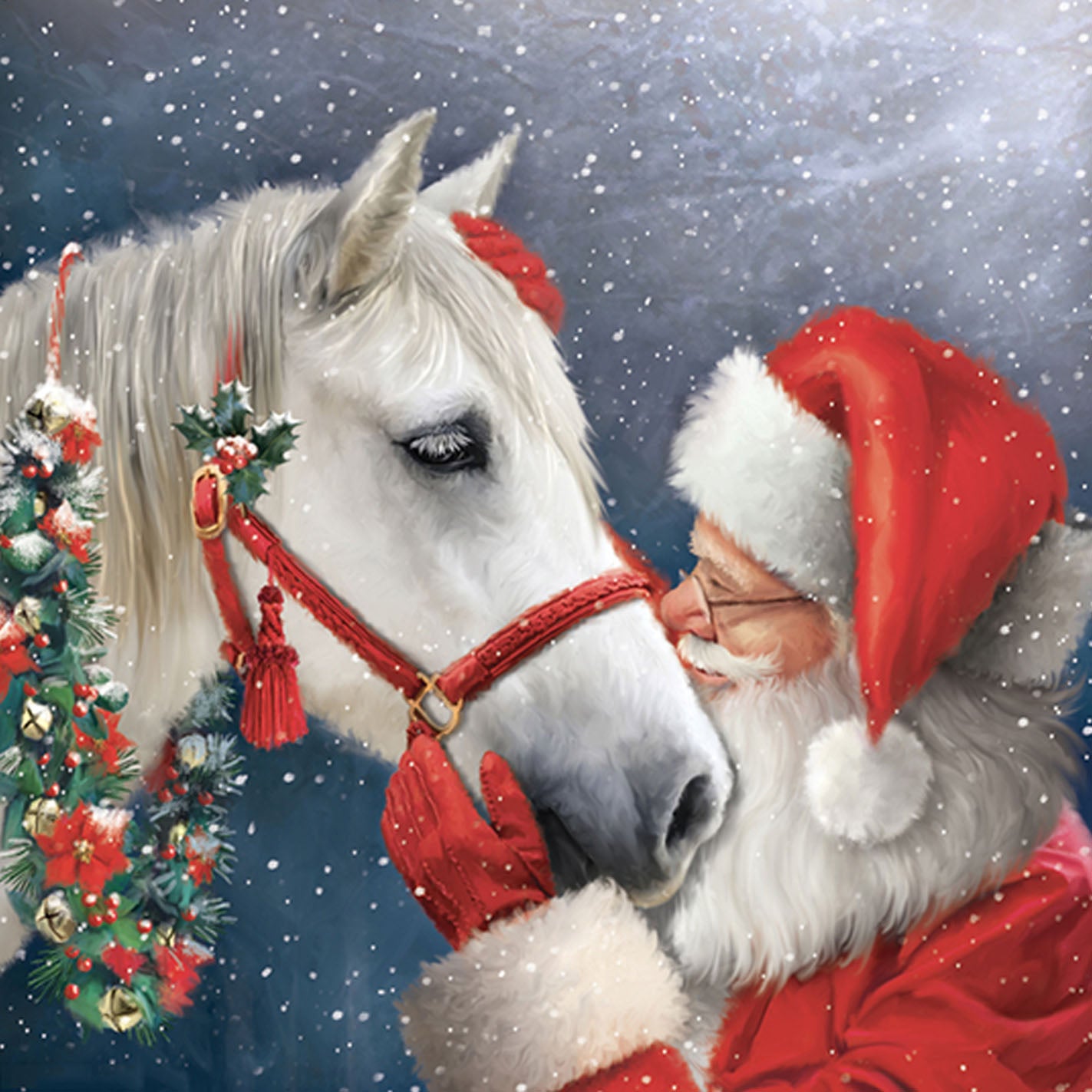 Santa Claus And Horse | Full Round Diamond Painting Kits