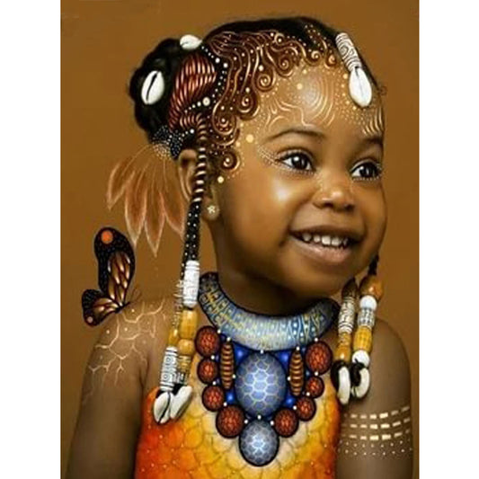 Fille Africaine | Kits complets de peinture au diamant rond