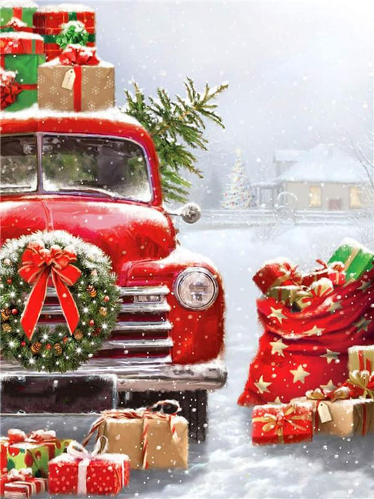 Christmas Car | Full Round Diamond Painting Kits