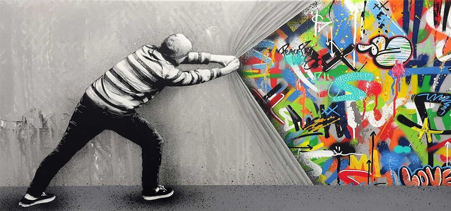 Homme avec des graffitis | Kits complets de peinture au diamant rond 