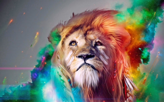 Colorful Lion | Full Round Diamond Painting Kits