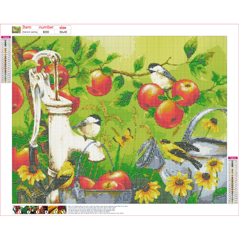 Flowers and birds | Full Round Diamond Painting Kits