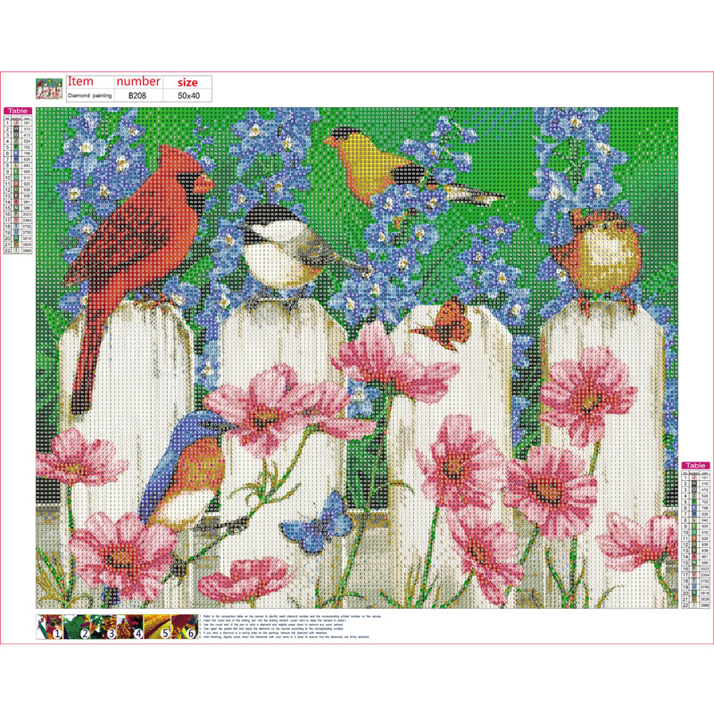 Flowers and birds | Full Round Diamond Painting Kits