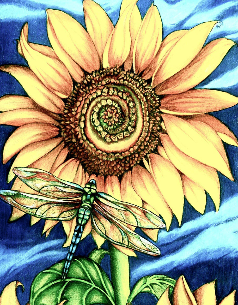 Dragonflies and sunflowers | Full Round Diamond Painting Kits