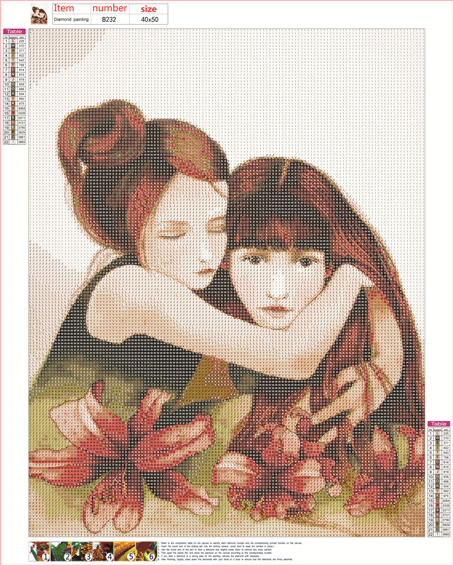 Girl and flower | Full Round Diamond Painting Kits