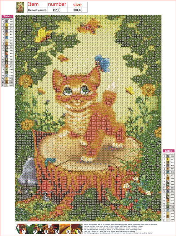 Cat and butterfly | Full Round Diamond Painting Kits