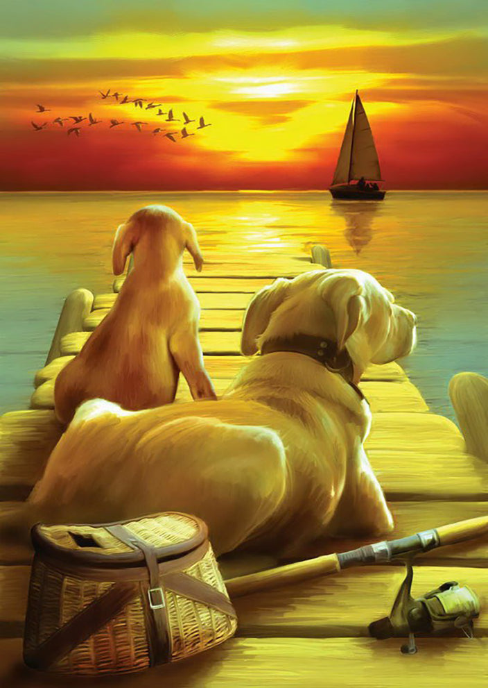 sea and dog | Full Round Diamond Painting Kits