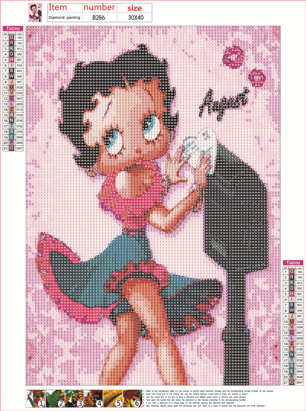 Betty Boop | Kits complets de peinture au diamant rond 