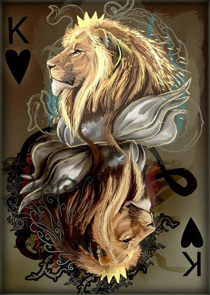 Lion-Poker | Vollständige runde Diamant-Malkits 