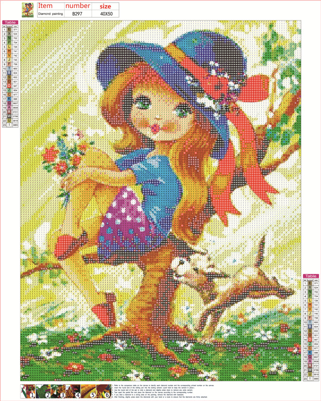 Girl and dog | Full Round Diamond Painting Kits