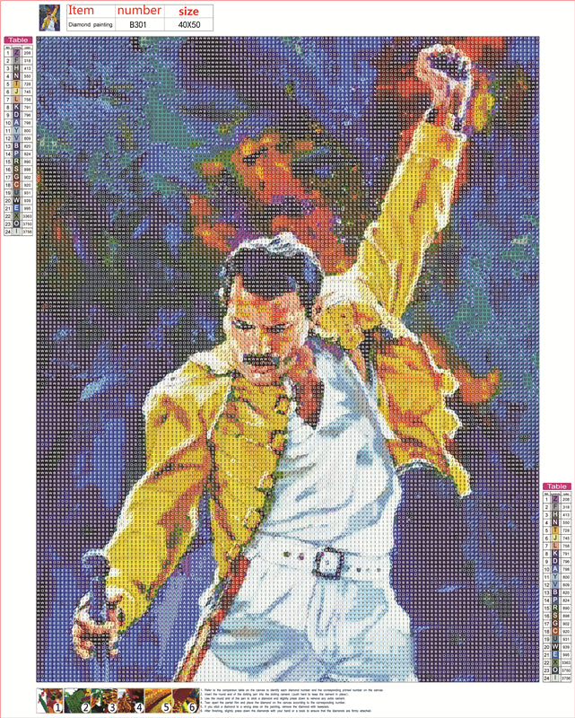 Freddie Mercury | Vollständige runde Diamant-Malkits 