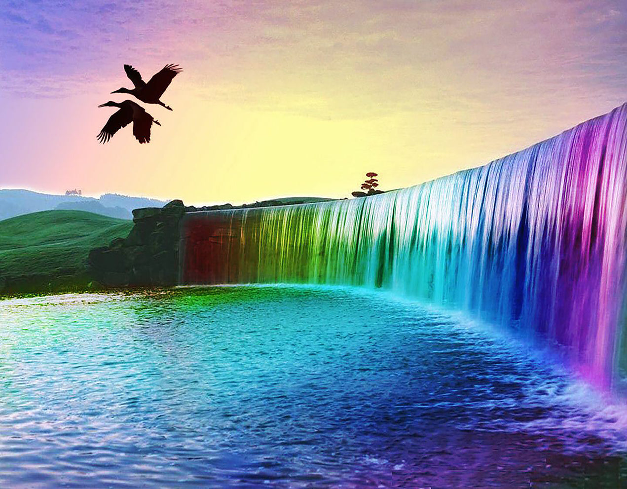 Rainbow Falls | Full Round Diamond Painting Kits