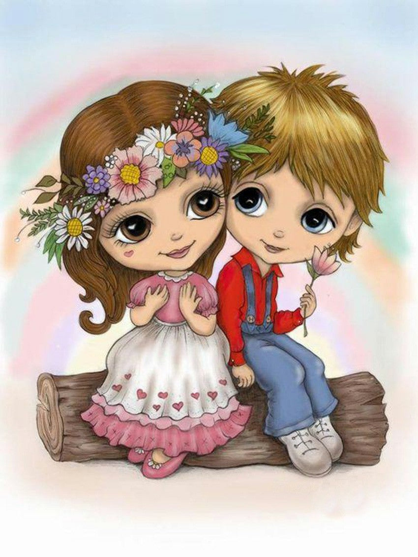 Cartoon couple | Full Round Diamond Painting Kits