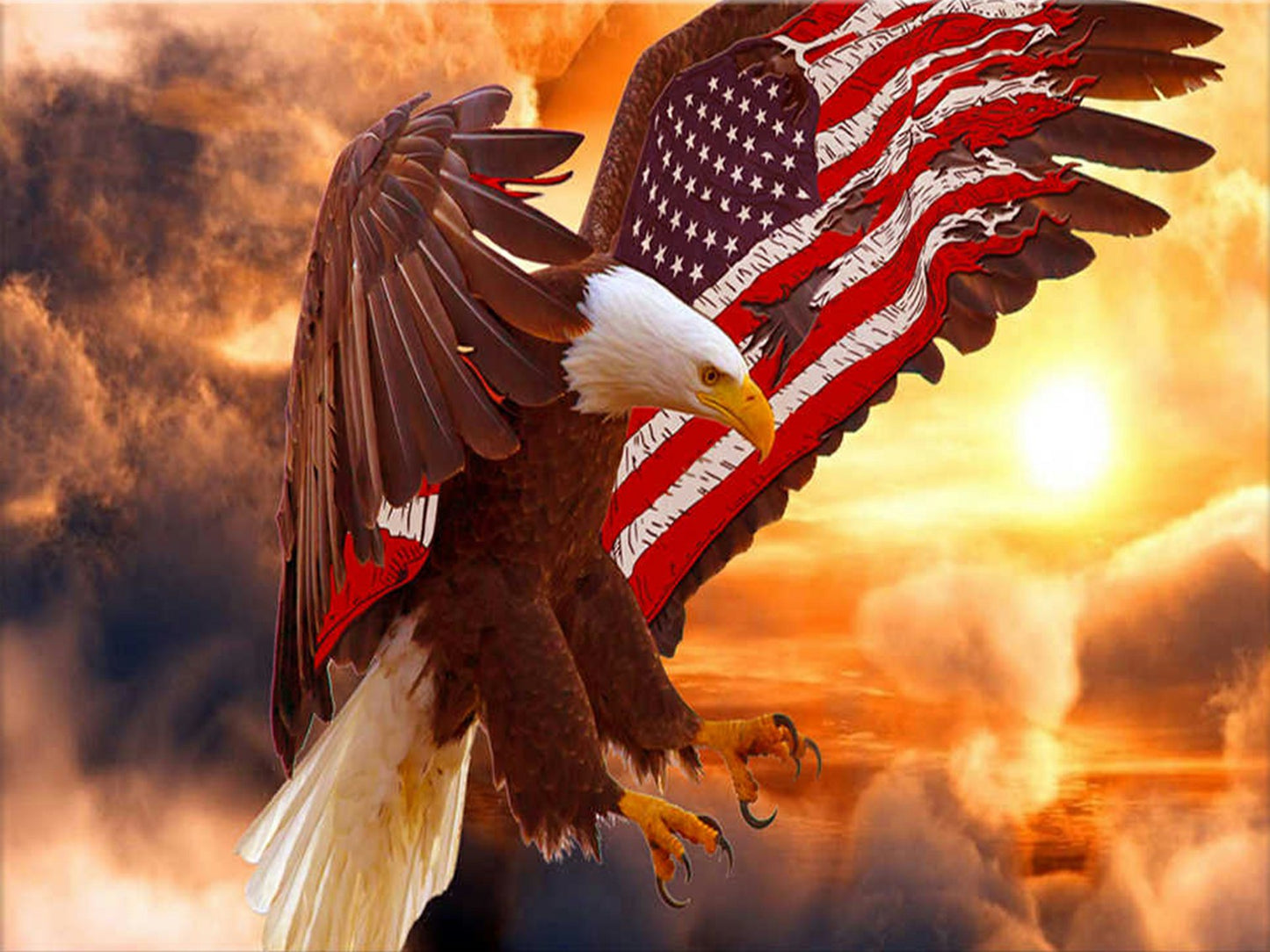 Eagle and American Flag | Full Round Diamond Painting Kits
