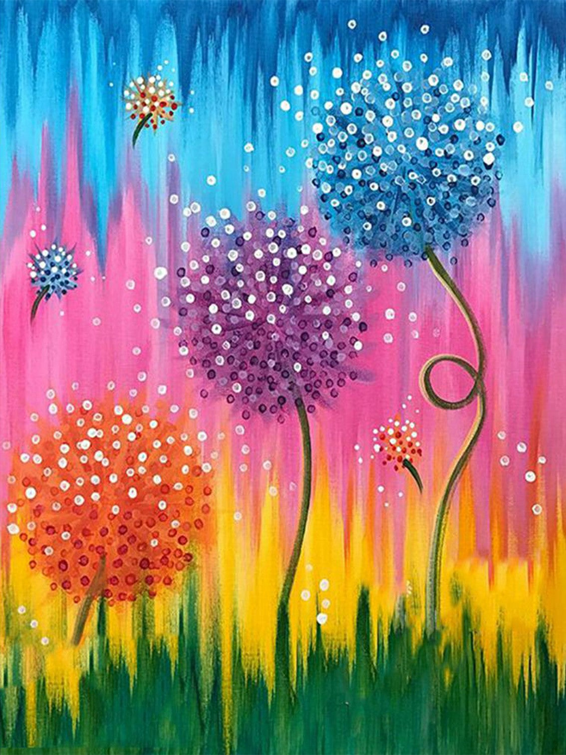 Colorful Dandelion | Full Round Diamond Painting Kits