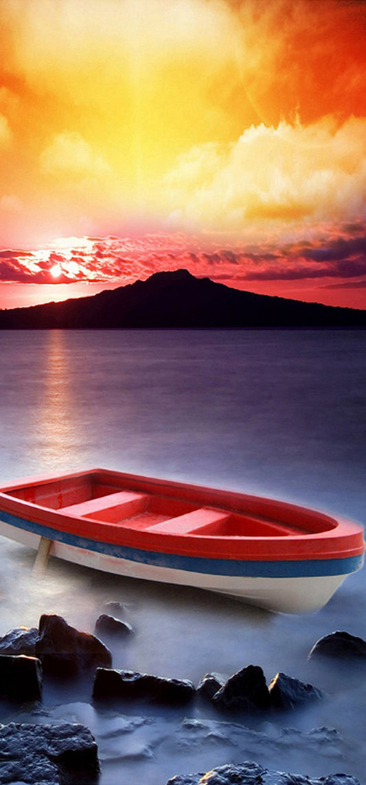 The Boat In The Sunset | Full Round Diamond Painting Kits