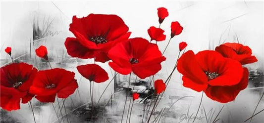 Poppy Flower | Full Round Diamond Painting Kits