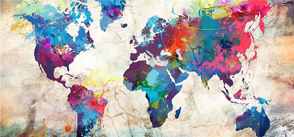 Splash ink color map of the world | Full Round Diamond Painting Kits