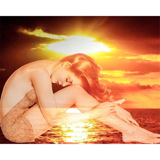 Sunset Woman   | Full Round Diamond Painting Kits