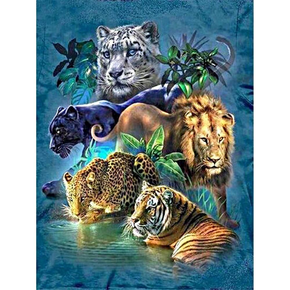 Lion, tiger, leopard  | Full Square Diamond Painting Kits