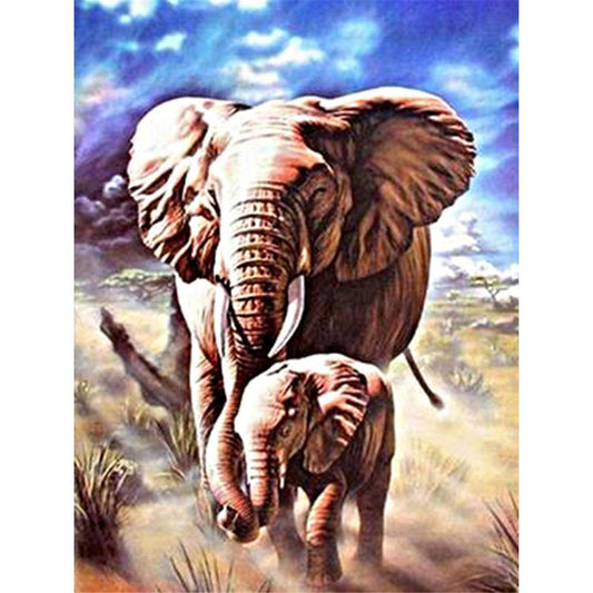 Éléphant d'Afrique | Kits de peinture au diamant carré complet 