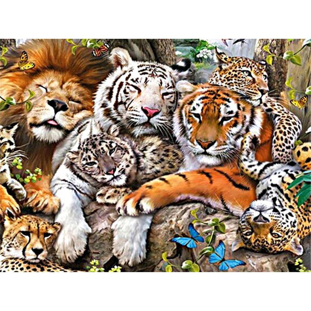 Lion, tiger, leopard  | Full Square Diamond Painting Kits