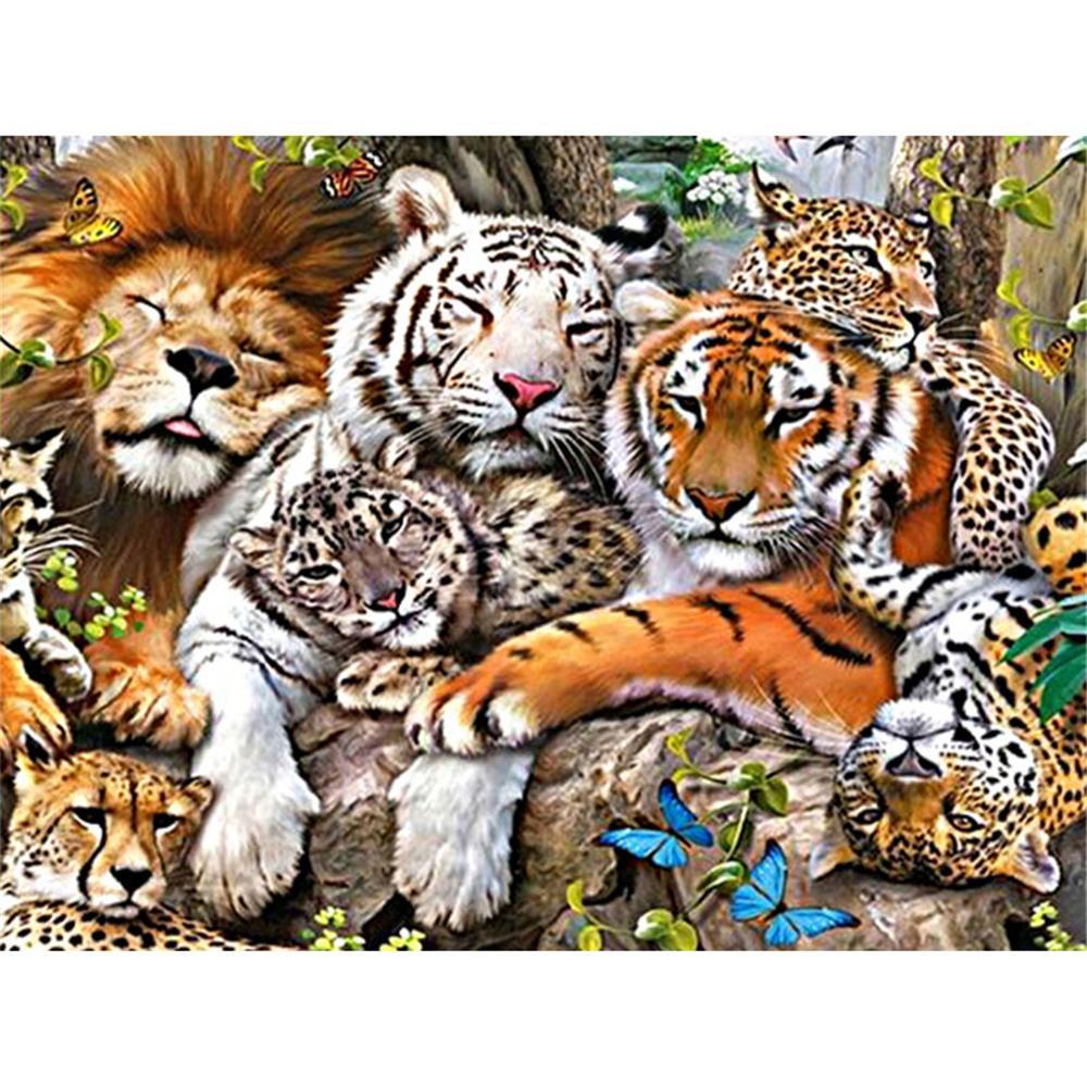 Löwe, Tiger, Leopard | Full Square Diamond Painting Kits