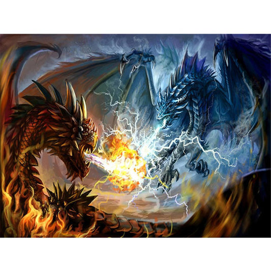 Feuerdrache und Eisdrache | Full Square Diamond Painting Kits 