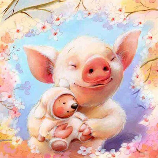 Cute big pig and little pig | Full Square Diamond Painting Kits