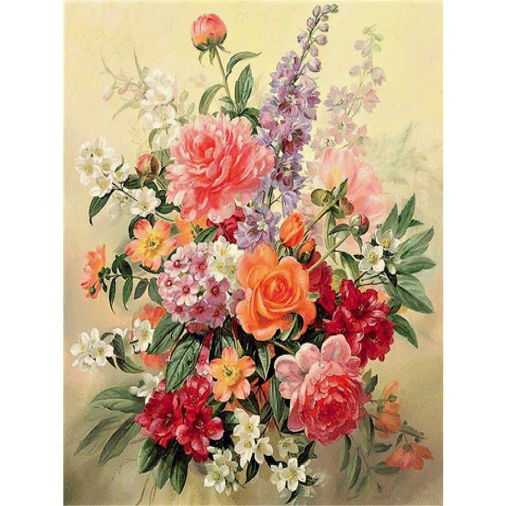 Fleurs | Kits de peinture au diamant carré complet 