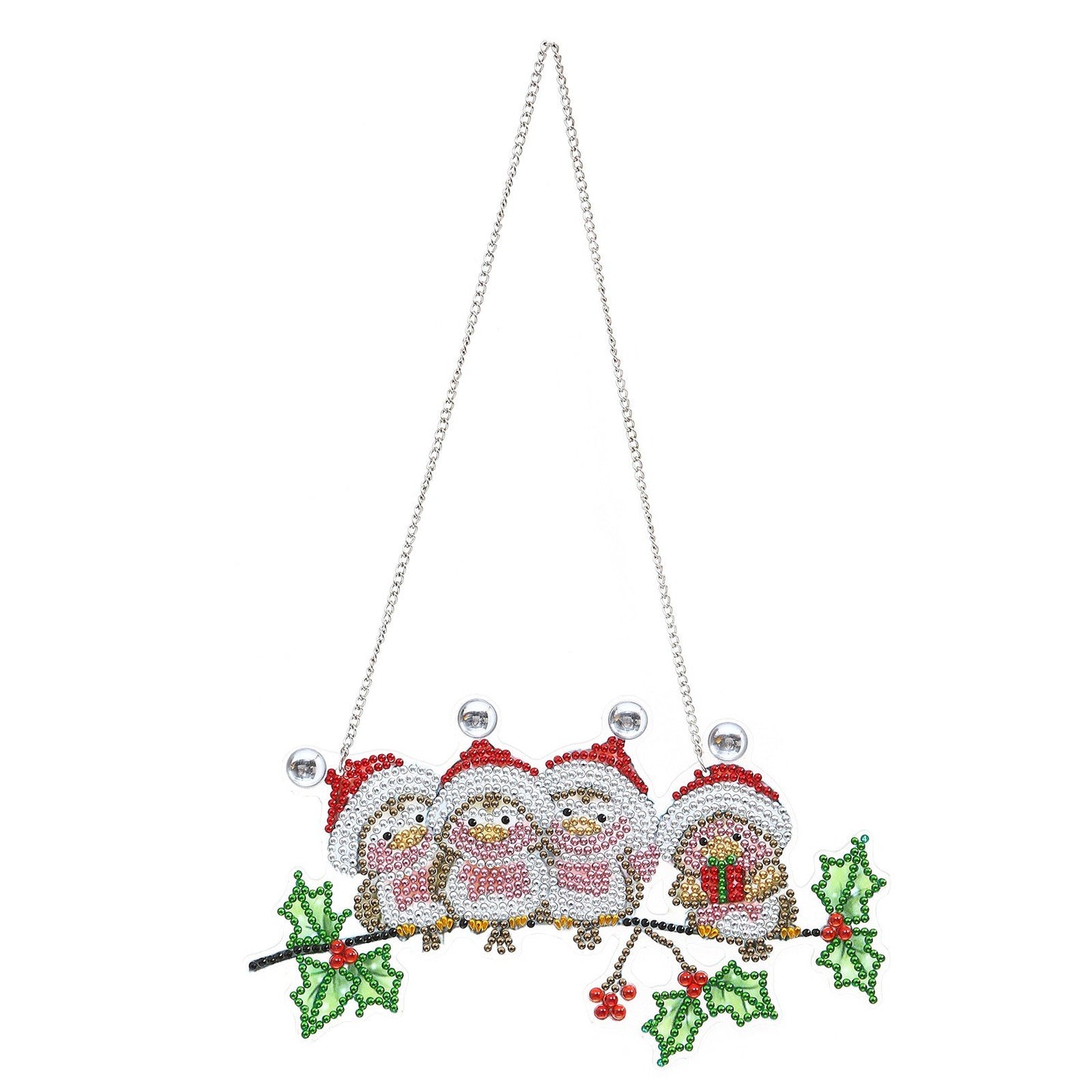 Décoration murale de porte de Noël pendentif diamant bricolage | Quatre oiseaux de Noël