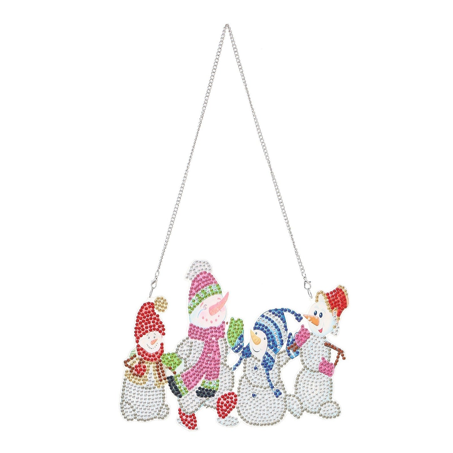 Décoration murale de porte de Noël pendentif diamant bricolage | Quatre bonhommes de neige